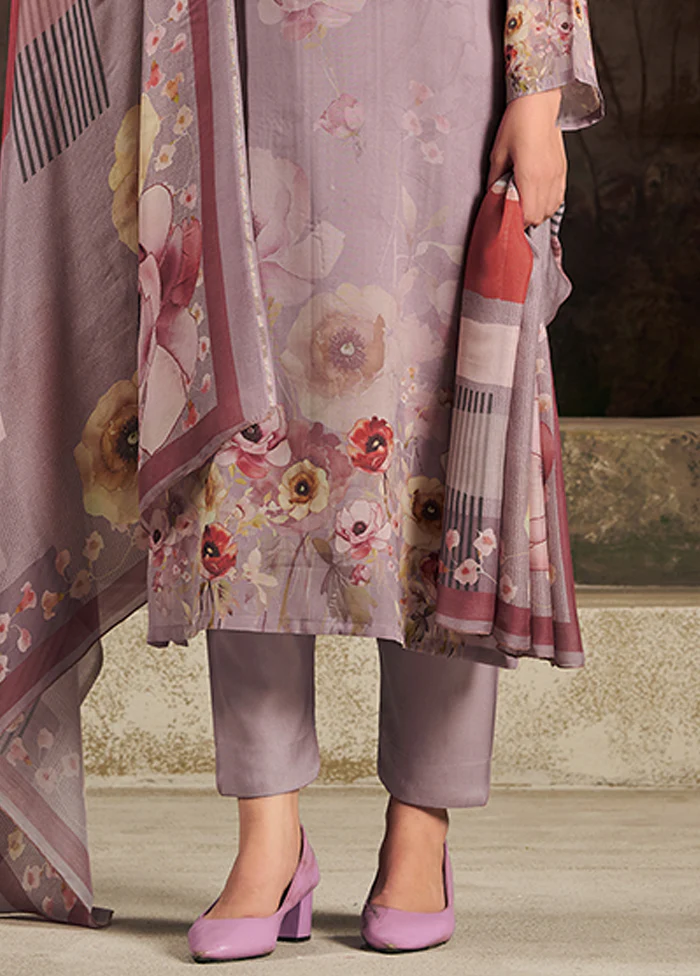 3 Pc Purple Silk Suit Set - Image 3