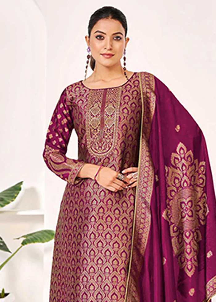 3 Pc Purple Silk Suit Set - Image 2