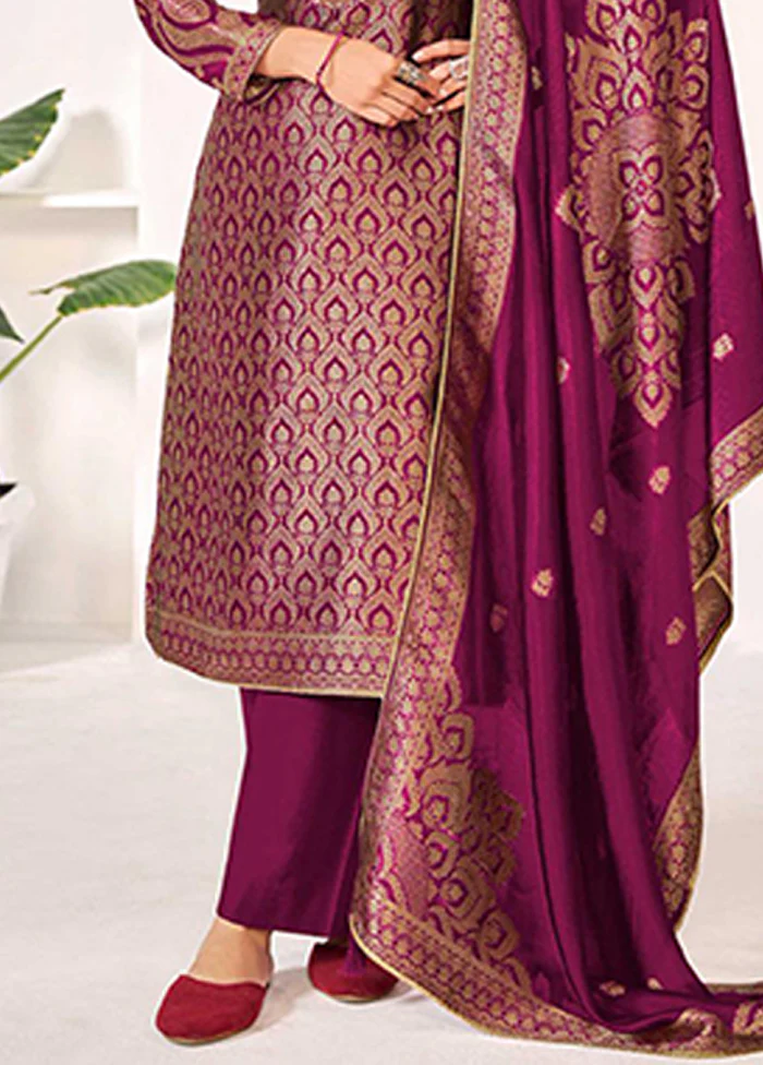 3 Pc Purple Silk Suit Set - Image 3