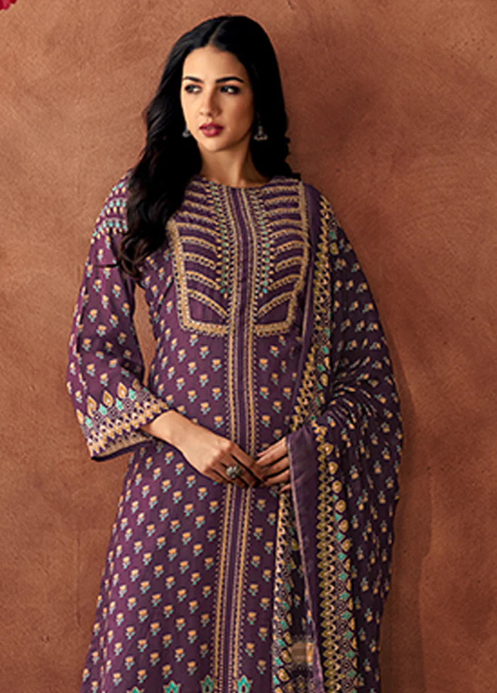3 Pc Purple Silk Suit Set - Image 2