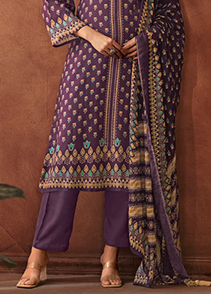 3 Pc Purple Silk Suit Set - Image 3