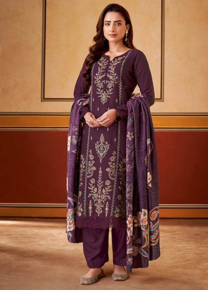 3 Pc Purple Silk Suit Set