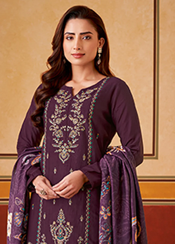 3 Pc Purple Silk Suit Set - Image 2