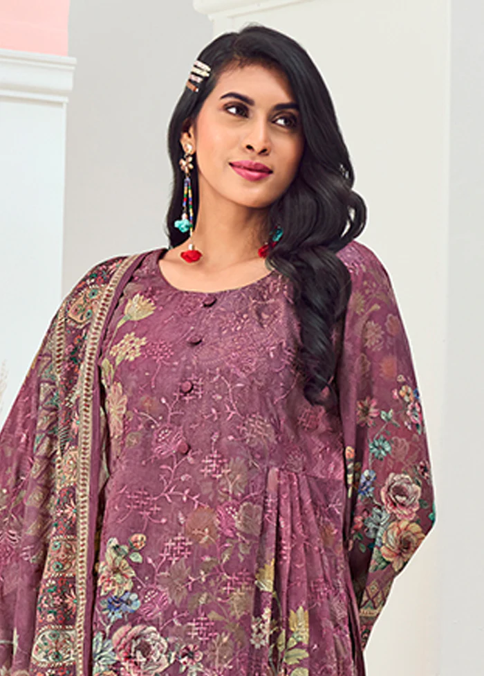 3 Pc Purple Silk Suit Set - Image 2