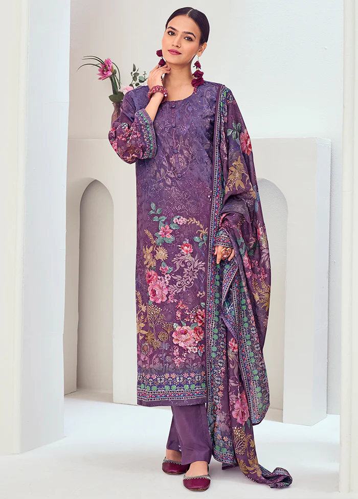 3 Pc Purple Silk Suit Set