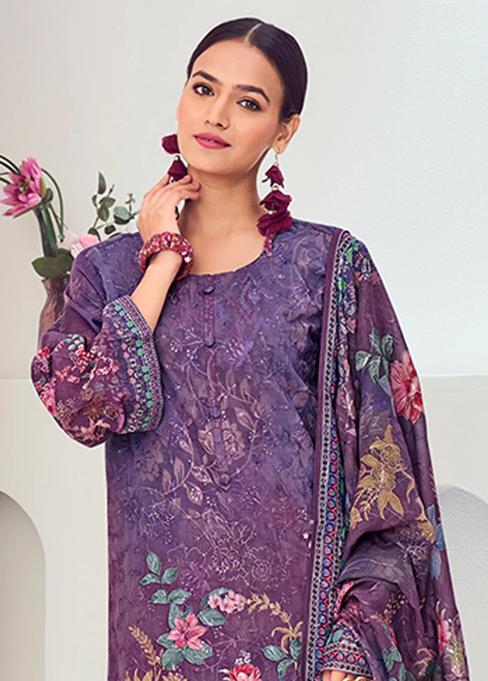 3 Pc Purple Silk Suit Set - Image 2