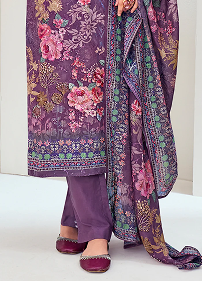 3 Pc Purple Silk Suit Set - Image 3