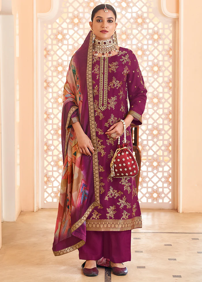 3 Pc Purple Silk Suit Set
