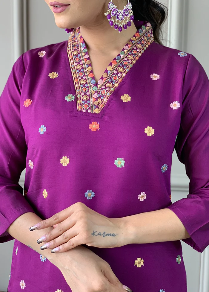 3 Pc Purple Silk Suit Set - Image 2