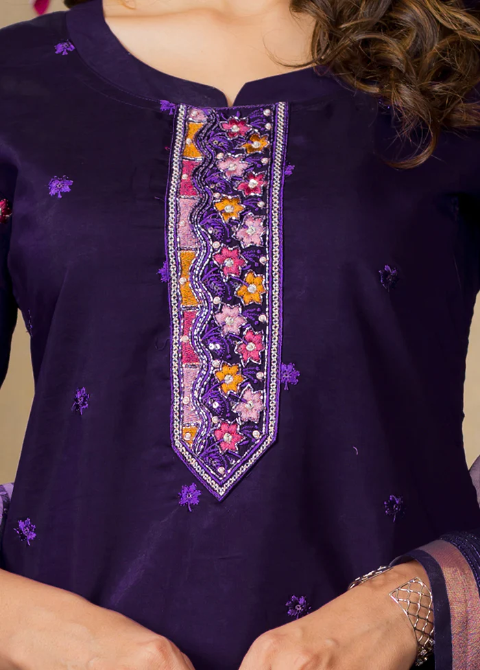 3 Pc Purple Silk Suit Set - Image 2