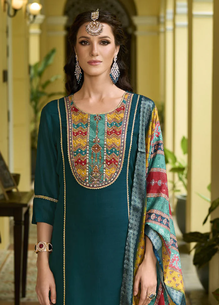 3 Pc Rama Readymade Silk Dupatta Suit Set - Image 2