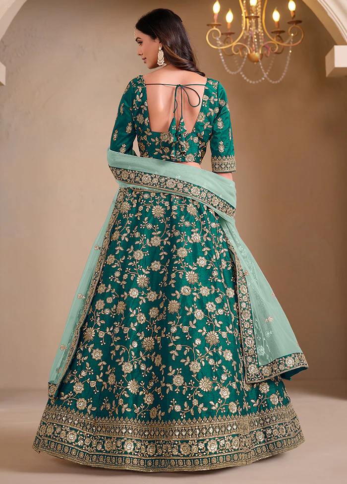 3 Pc Rama Silk Semi Stitched Lehenga Set - Image 2