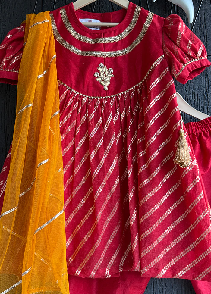 3 Pc Red Cotton Suit Set - Image 2