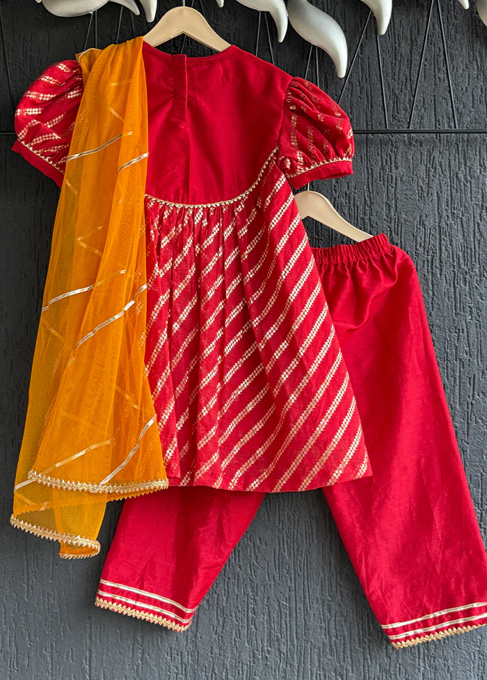 3 Pc Red Cotton Suit Set - Image 3