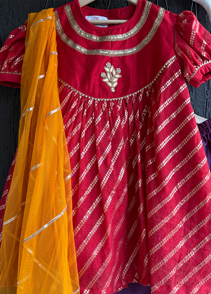 3 Pc Red Cotton Suit Set - Image 2