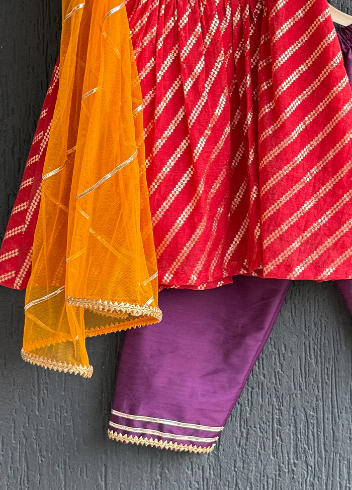 3 Pc Red Cotton Suit Set - Image 3