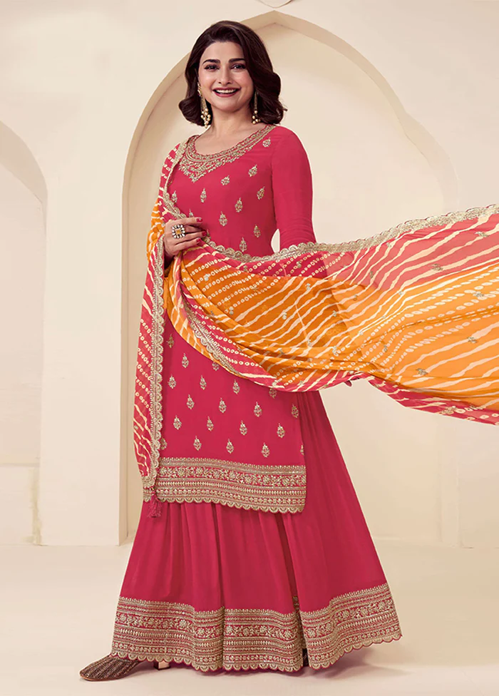 3 Pc Red Silk Suit Set