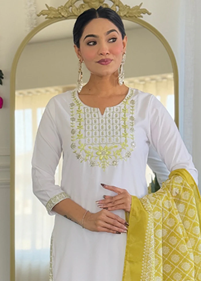 3 Pc White Silk Suit Set - Image 2