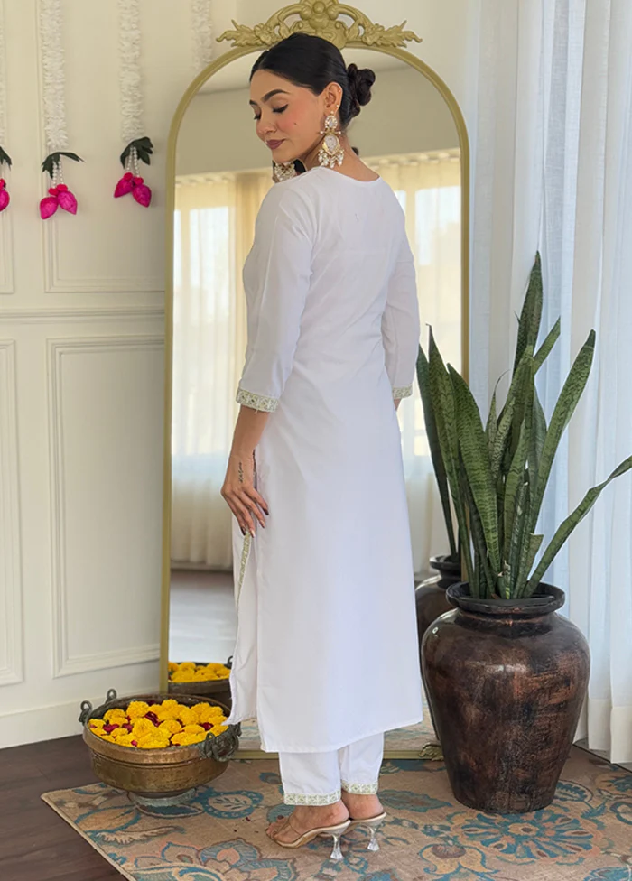 3 Pc White Silk Suit Set - Image 3