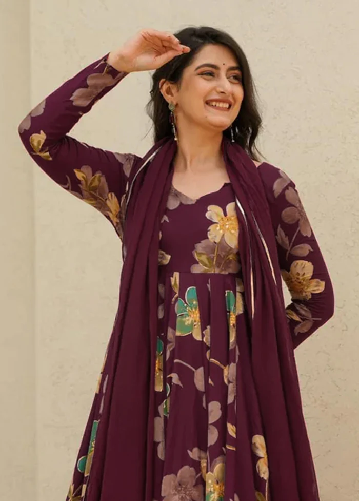 3 Pc Wine Silk Suit Set - Image 2