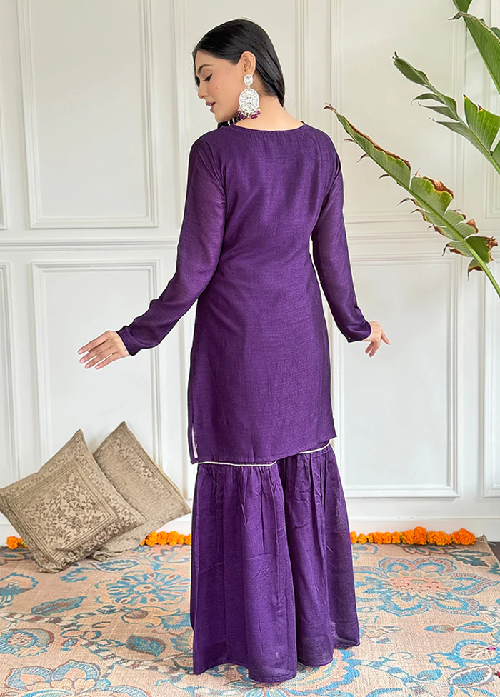 3 Pc Wine Silk Suit Set - Image 3