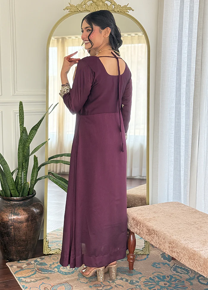 3 Pc Wine Silk Suit Set - Image 3