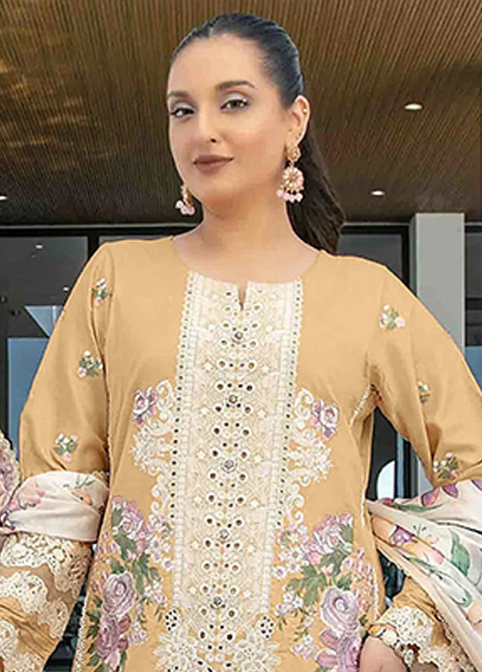 3 Pc Yellow Cotton Suit Set - Image 2