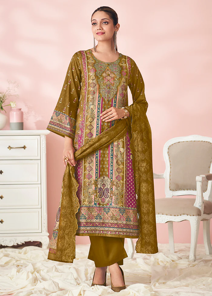 3 Pc Yellow Cotton Suit Set