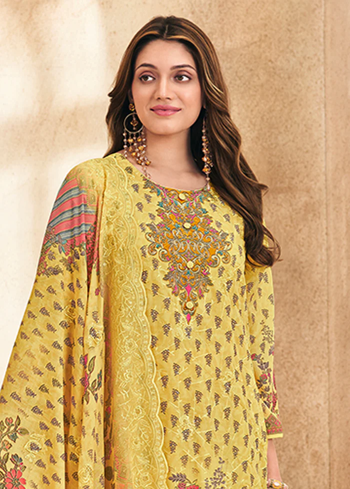 3 Pc Yellow Cotton Suit Set - Image 2