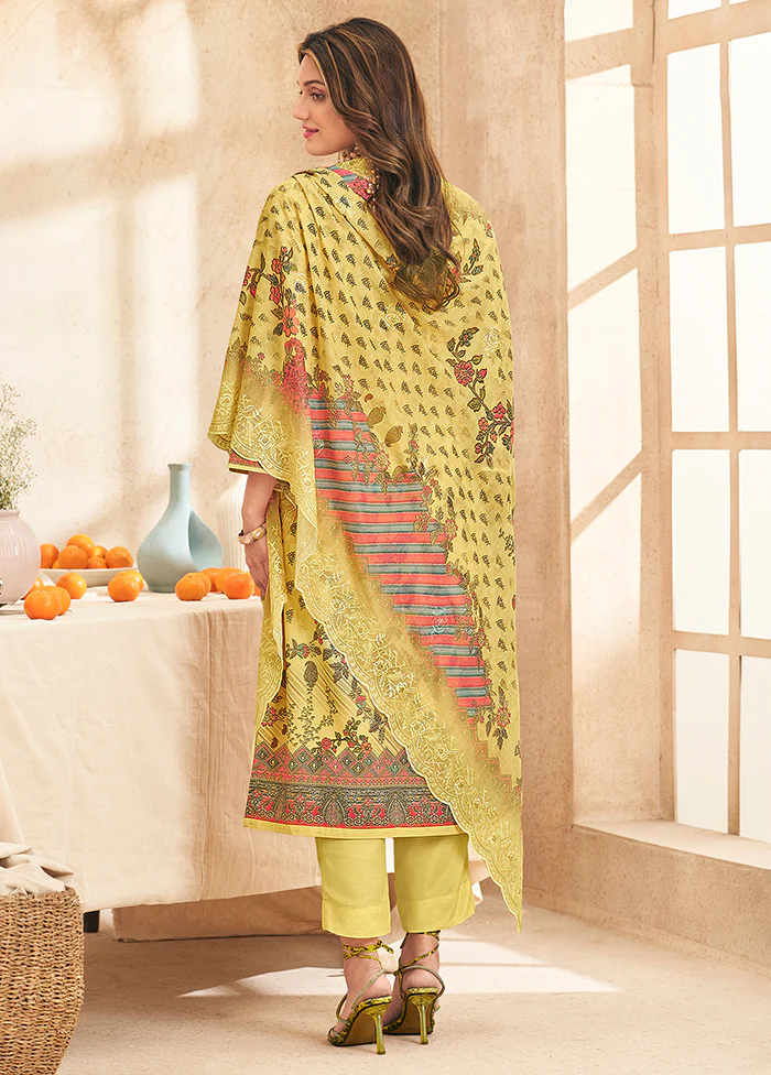 3 Pc Yellow Cotton Suit Set - Image 3