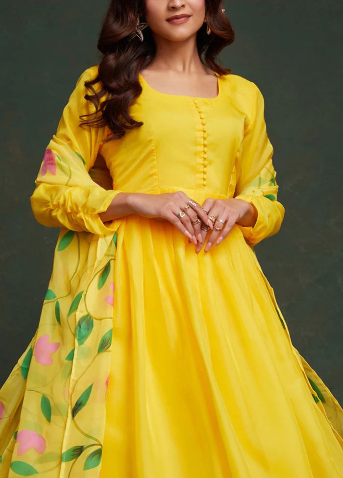 3 Pc Yellow Readymade Viscose Suit Set - Image 3
