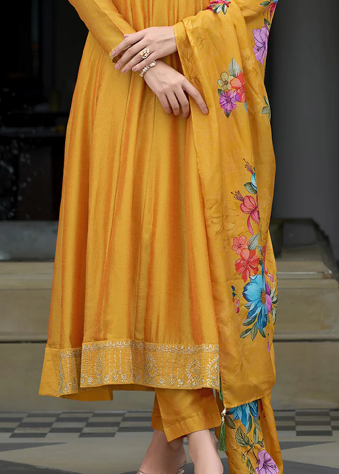 3 Pc Yellow Silk Suit Set - Image 3