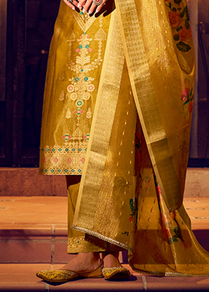 3 Pc Yellow Silk Suit Set - Image 3