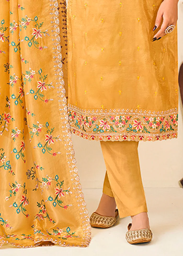3 Pc Yellow Silk Suit Set - Image 3