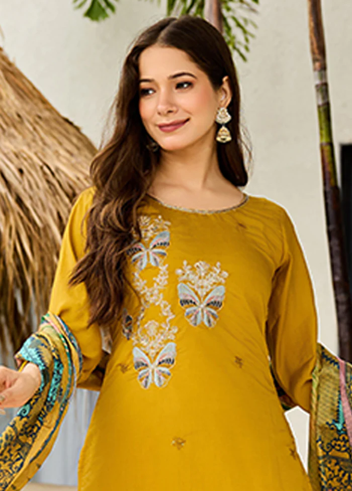 3 Pc Yellow Silk Suit Set - Image 2