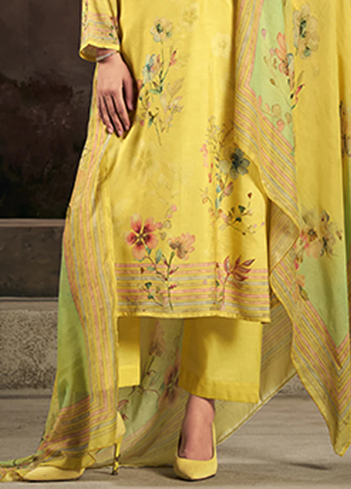 3 Pc Yellow Silk Suit Set - Image 3
