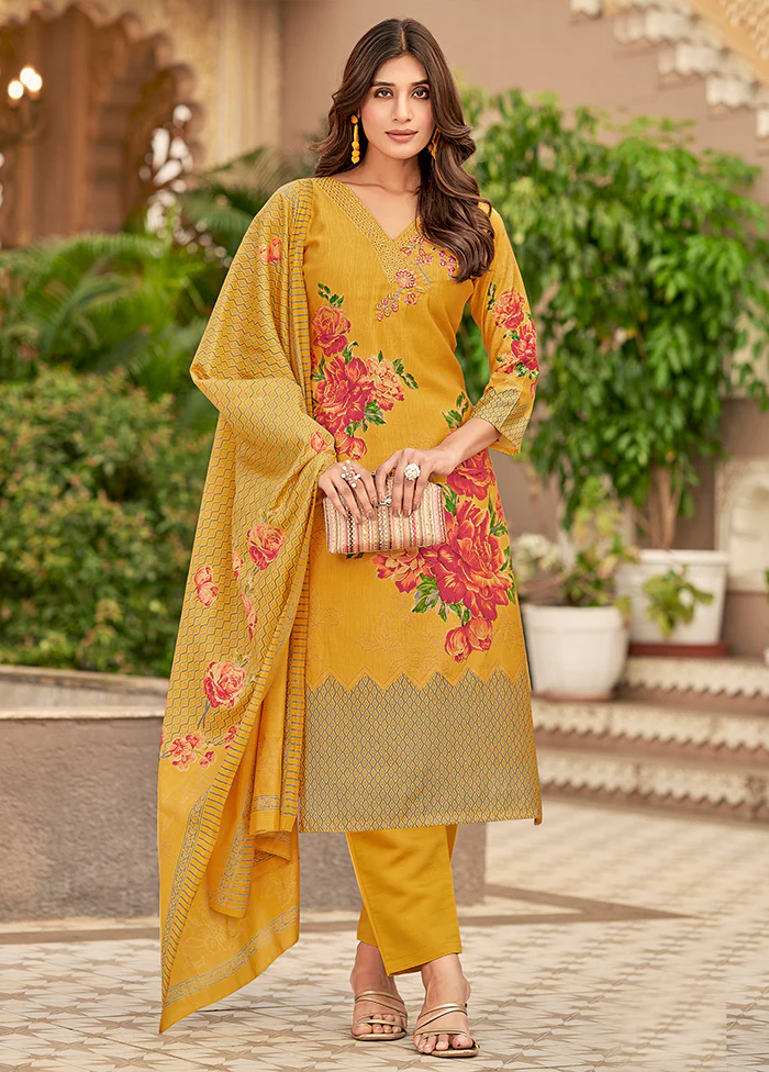 3 Pc Yellow Silk Suit Set
