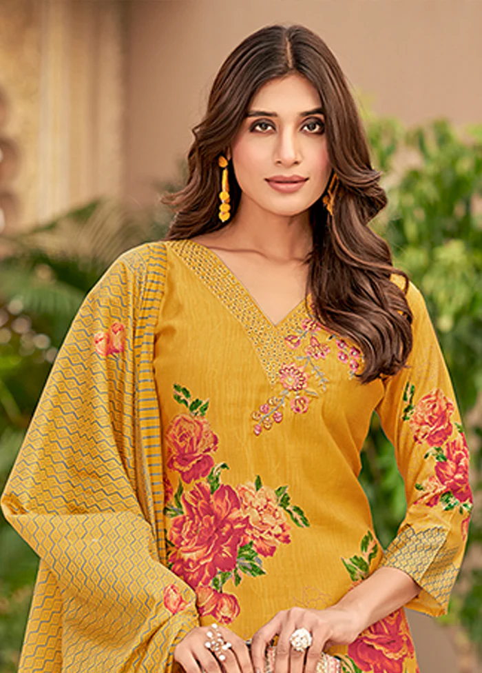 3 Pc Yellow Silk Suit Set - Image 2