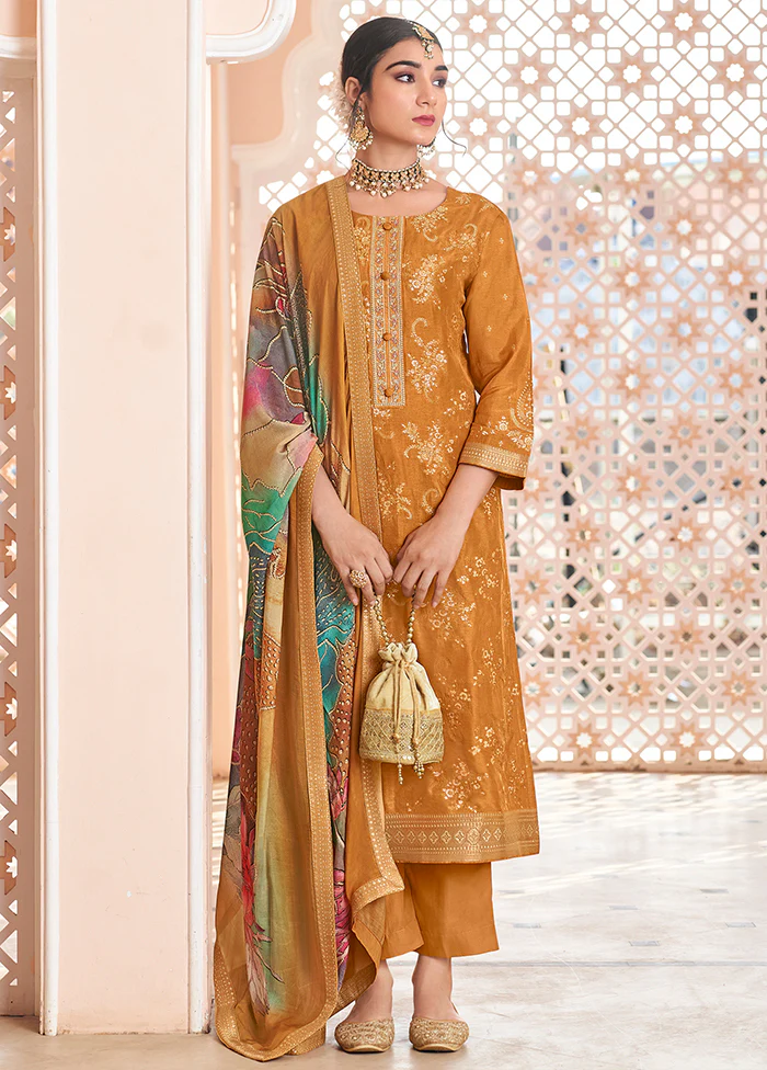 3 Pc Yellow Silk Suit Set
