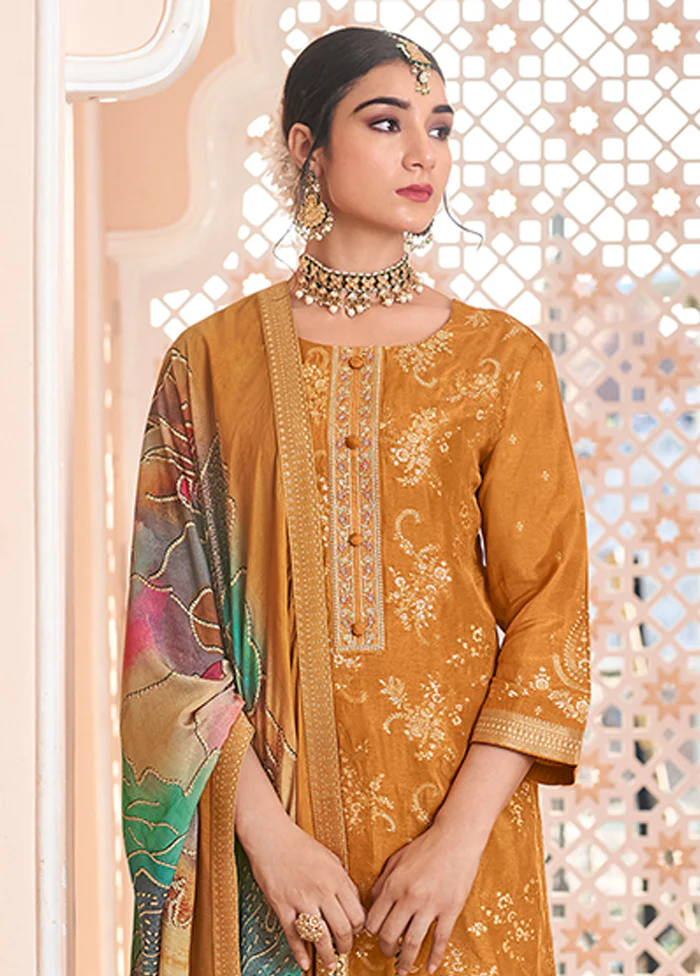 3 Pc Yellow Silk Suit Set - Image 2