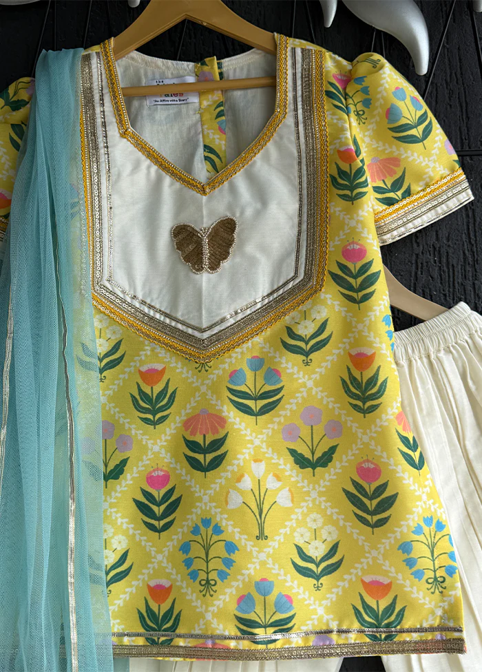 3 Pc Yellow Silk Suit Set - Image 2