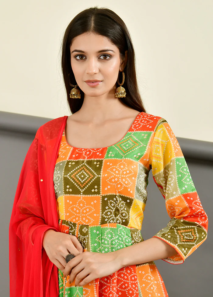 3 Pc Yellow Silk Suit Set With Dupatta - Image 3