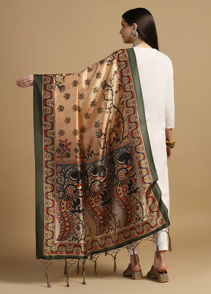 Beige Banarasi Silk Dupatta - Image 2