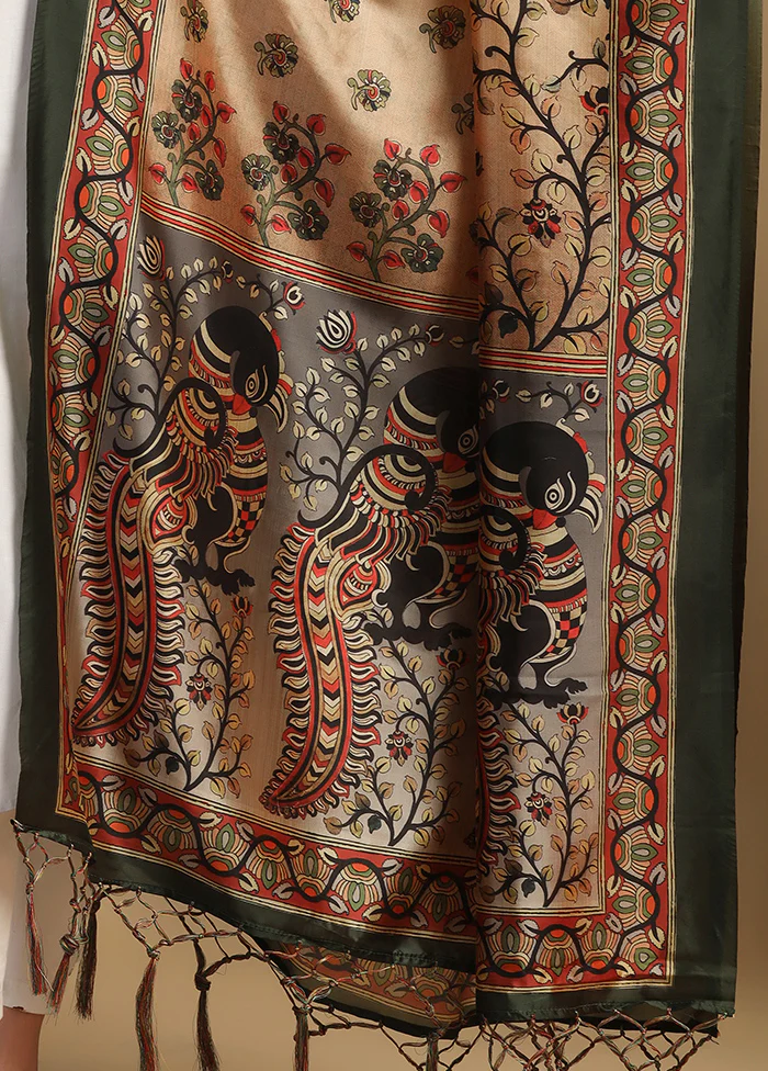 Beige Banarasi Silk Dupatta - Image 3