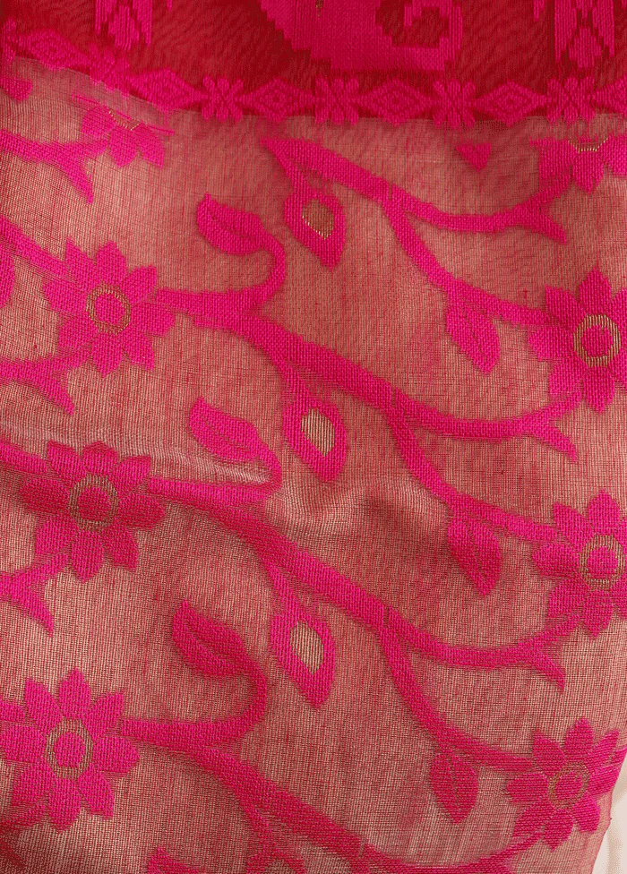 Beige Tant Jamdani Saree Without Blouse Piece - Image 5
