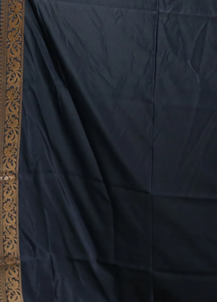 Black Banarasi Silk Saree With Blouse Piece - Image 5