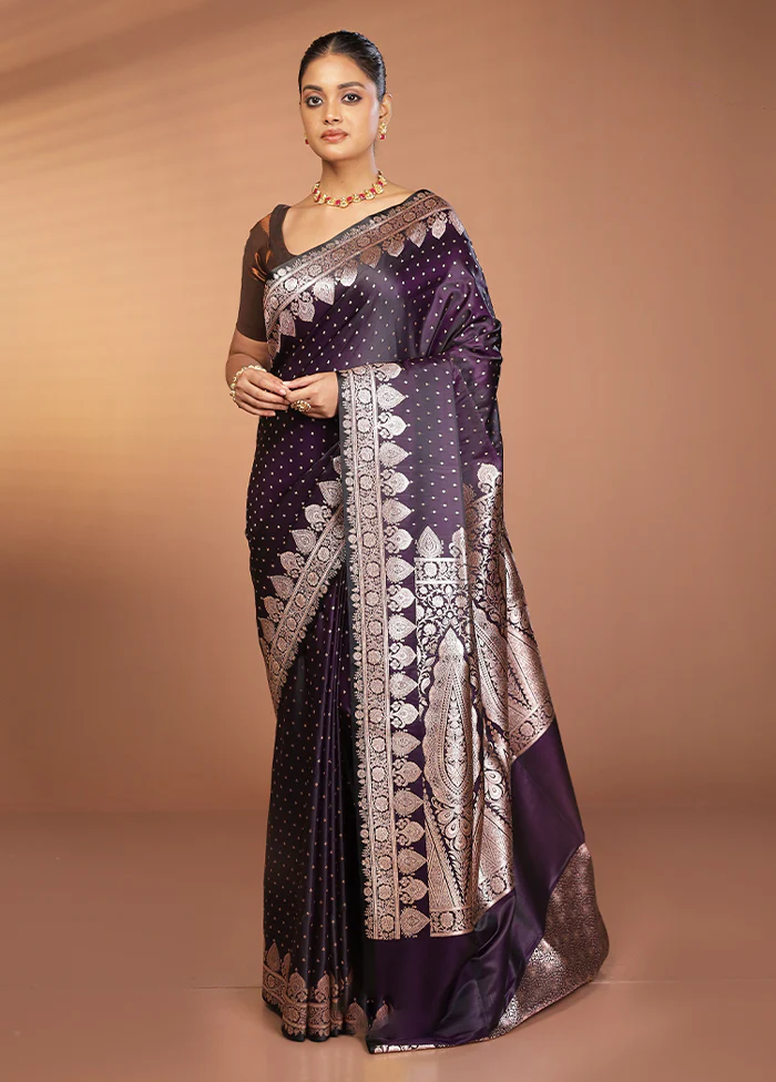 Black Banarasi Silk Saree With Blouse Piece - Image 2