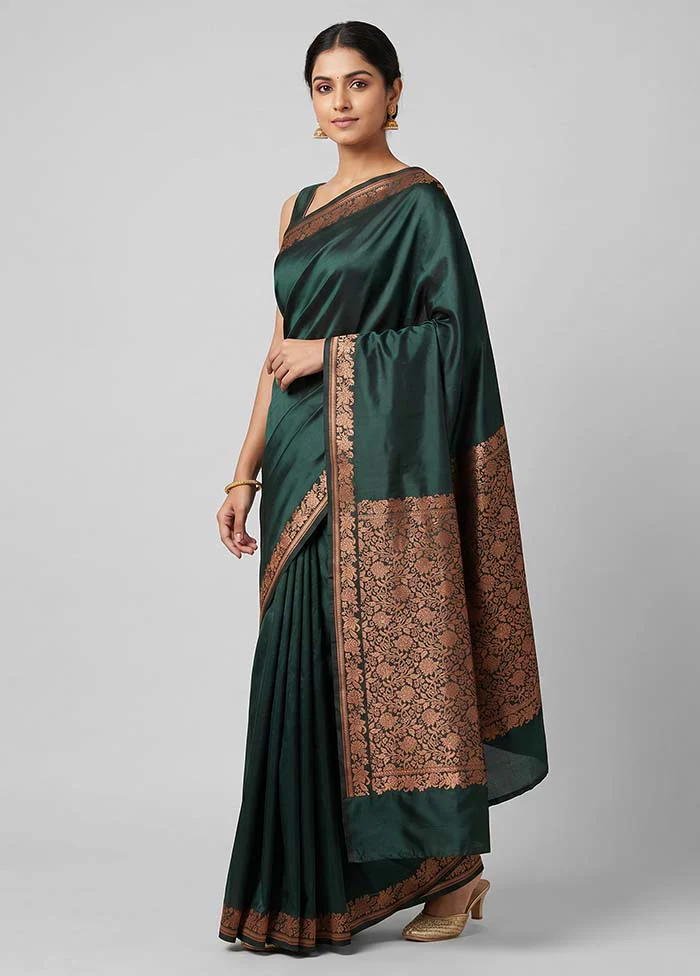 Black Banarasi Silk Saree With Blouse Piece