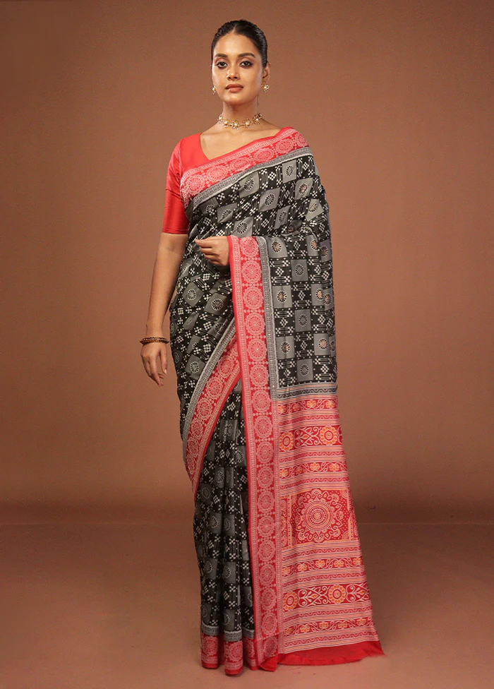 Black Bomkai Silk Saree Without Blouse Piece - Image 2