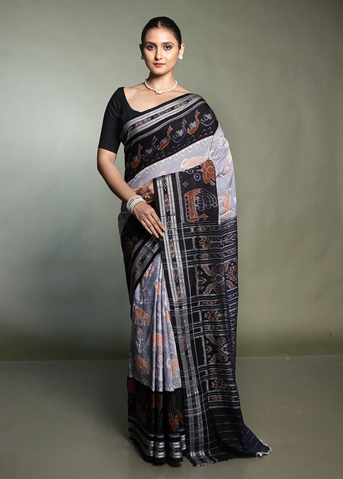 Black Bomkai Silk Saree Without Blouse Piece - Image 2